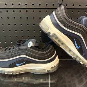 Nike Air Max 97 Mens Sneakers Size 9.5 black, dark obsidian, and university blue